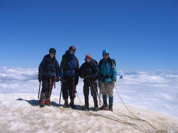 Adam on Baker_Mt Baker Washington_Adam Storck_Adam on the summit of Mount Baker in 2006 with his sister, sister-in-law, and dad