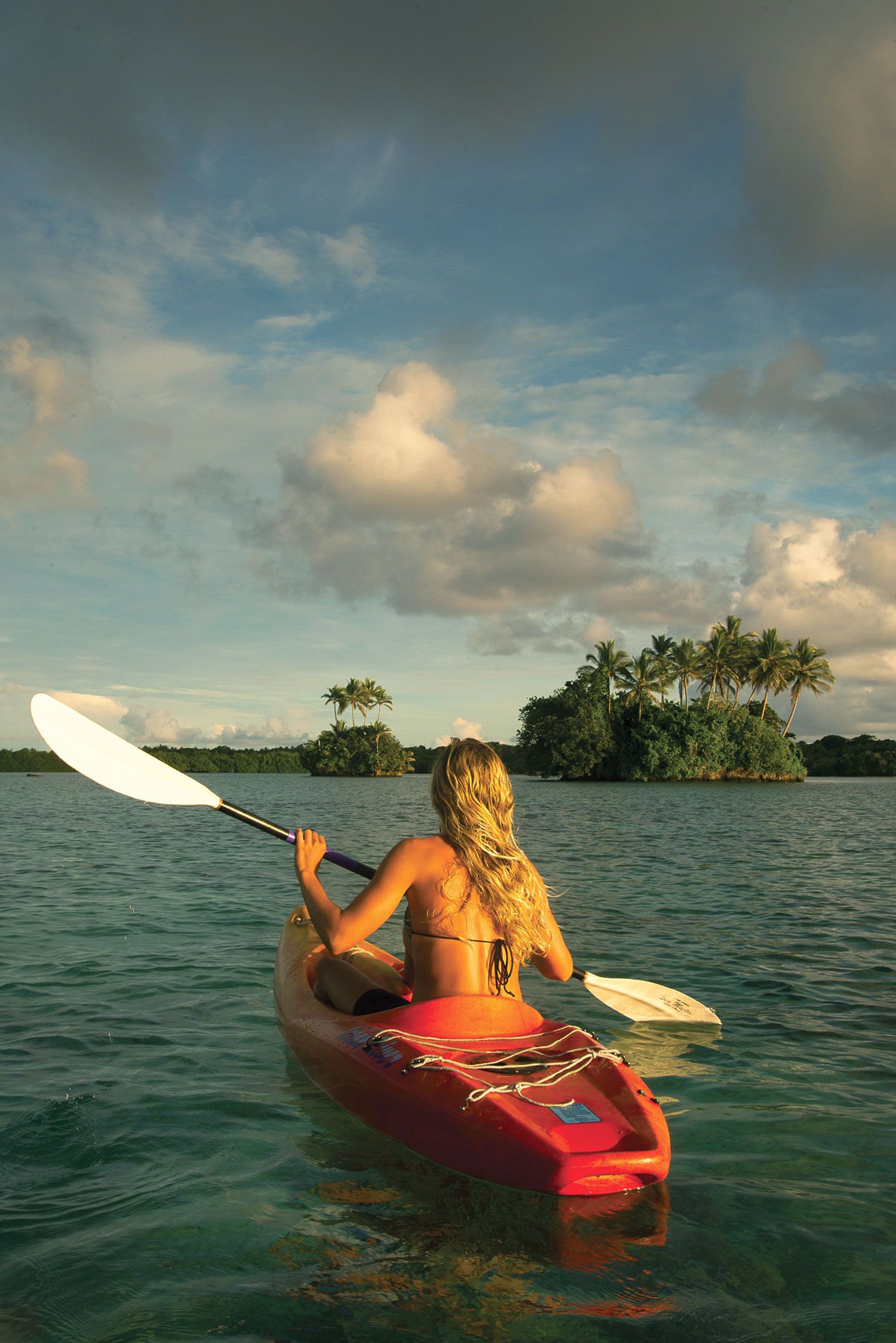 Using a kayak that barely skims the water’s surface, we explored labyrinths of mangrove and shallow coral-filled bays.