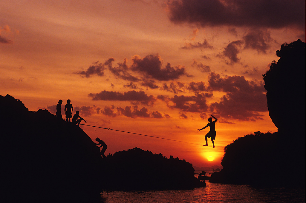 Dawn Kish slacklining sunset