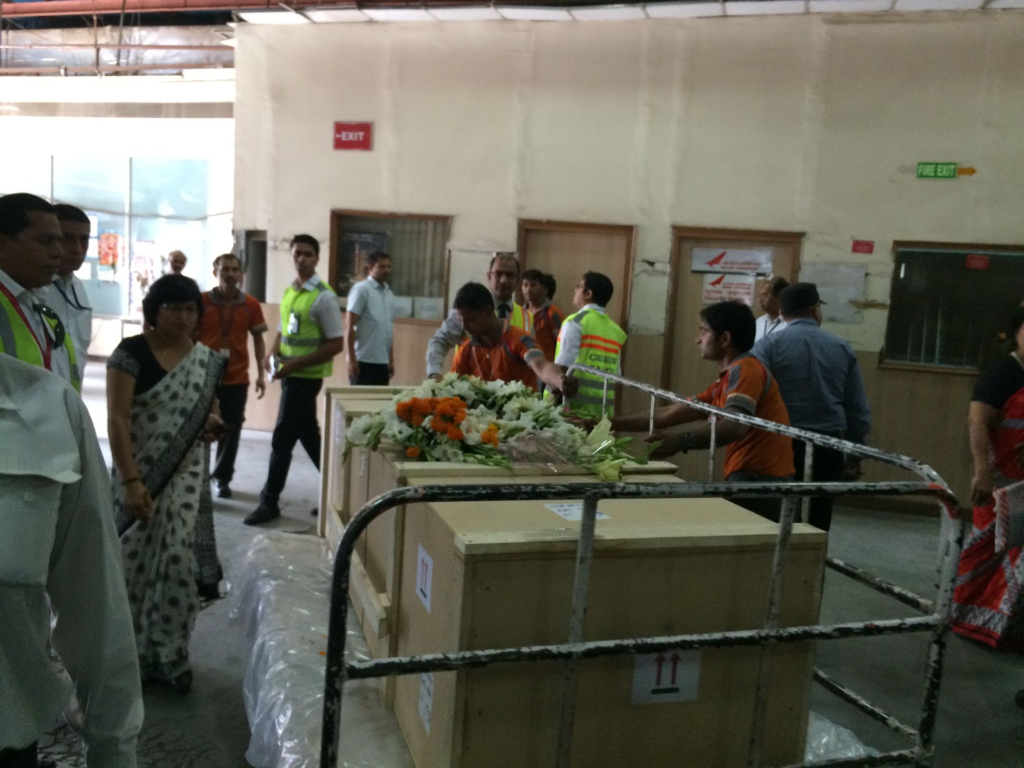 Malli Mastan Babu's remains in a casket at New Delhi's airport