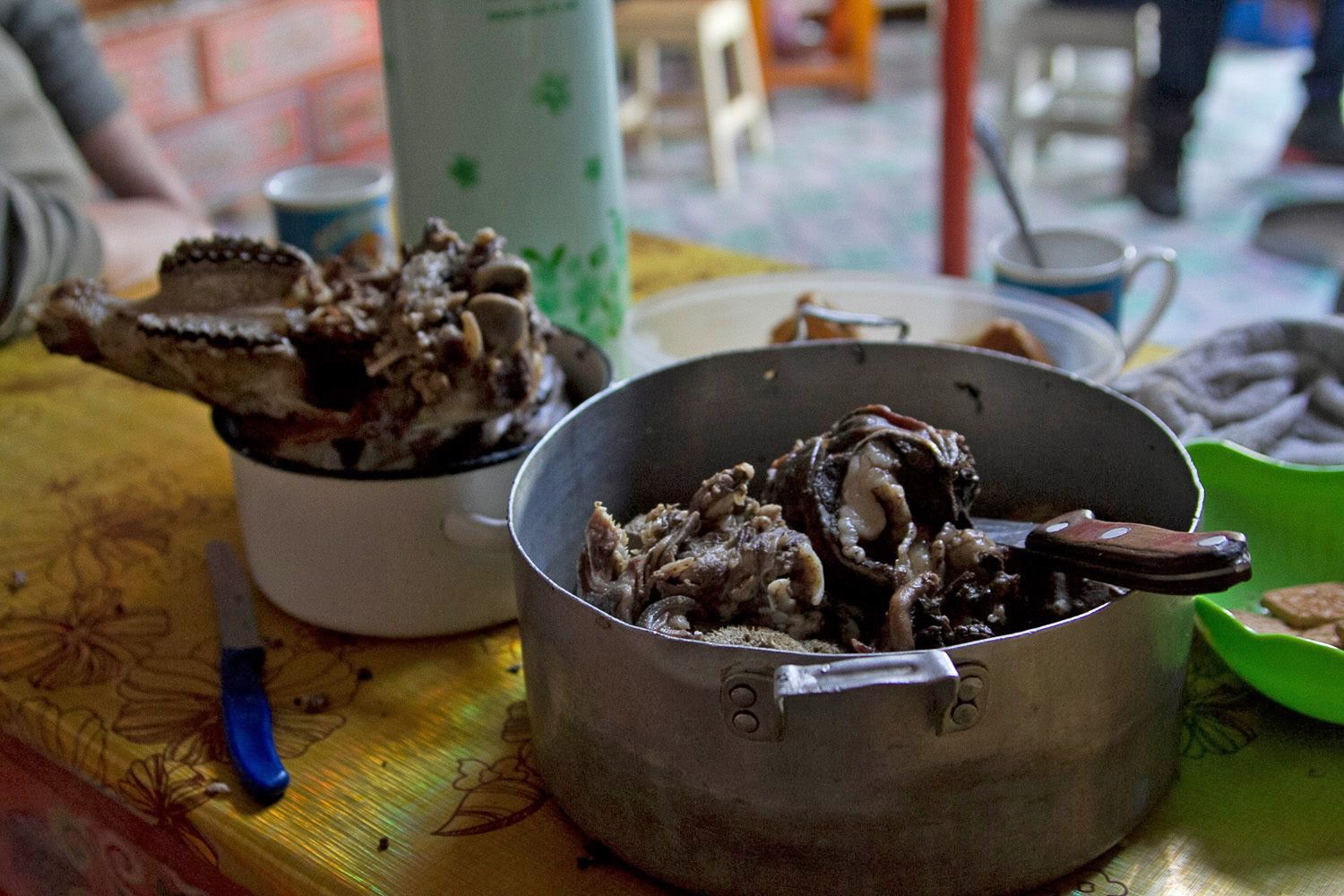 Boiled sheep lung. Yum. 