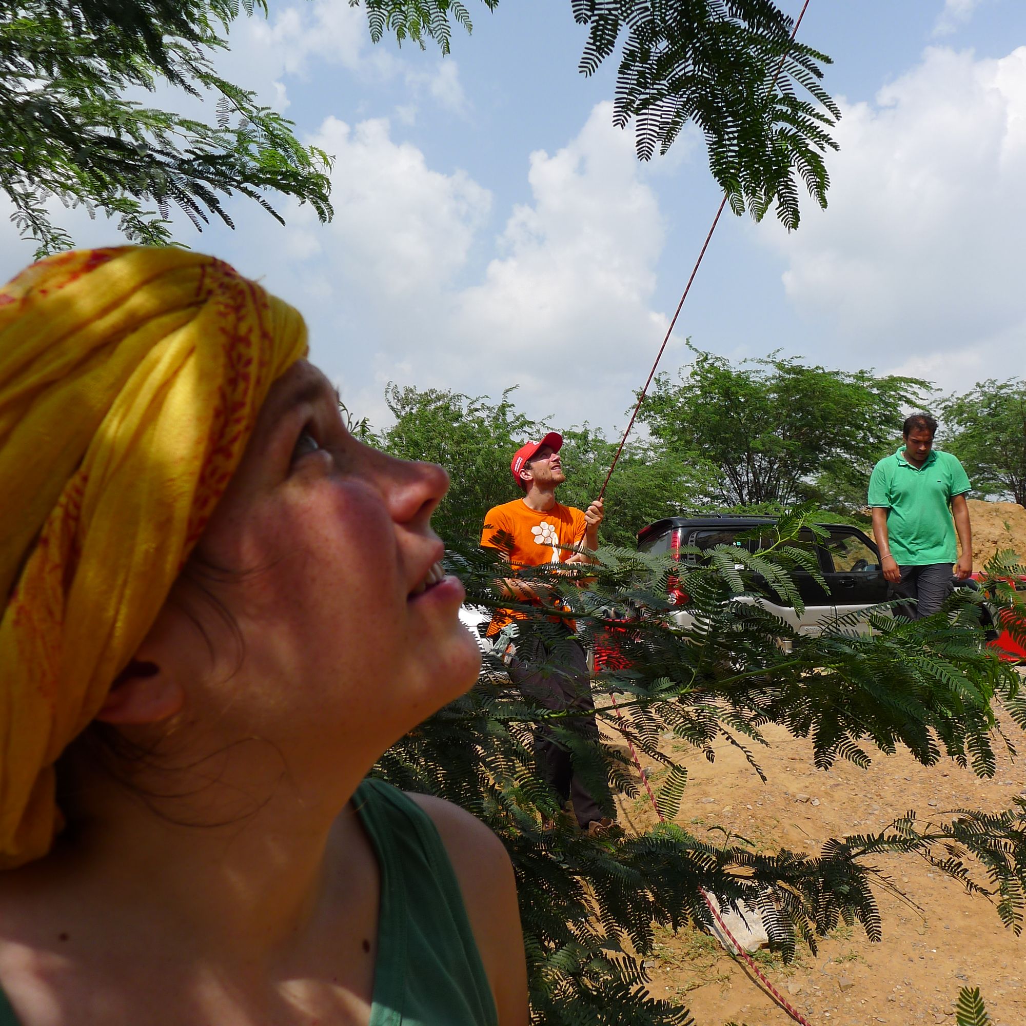 Ruta watching other climbers during one of Delhi Rock's daytrips to Dhauj in Haryana. Photo ©: Eirliani Abdul Rahman.