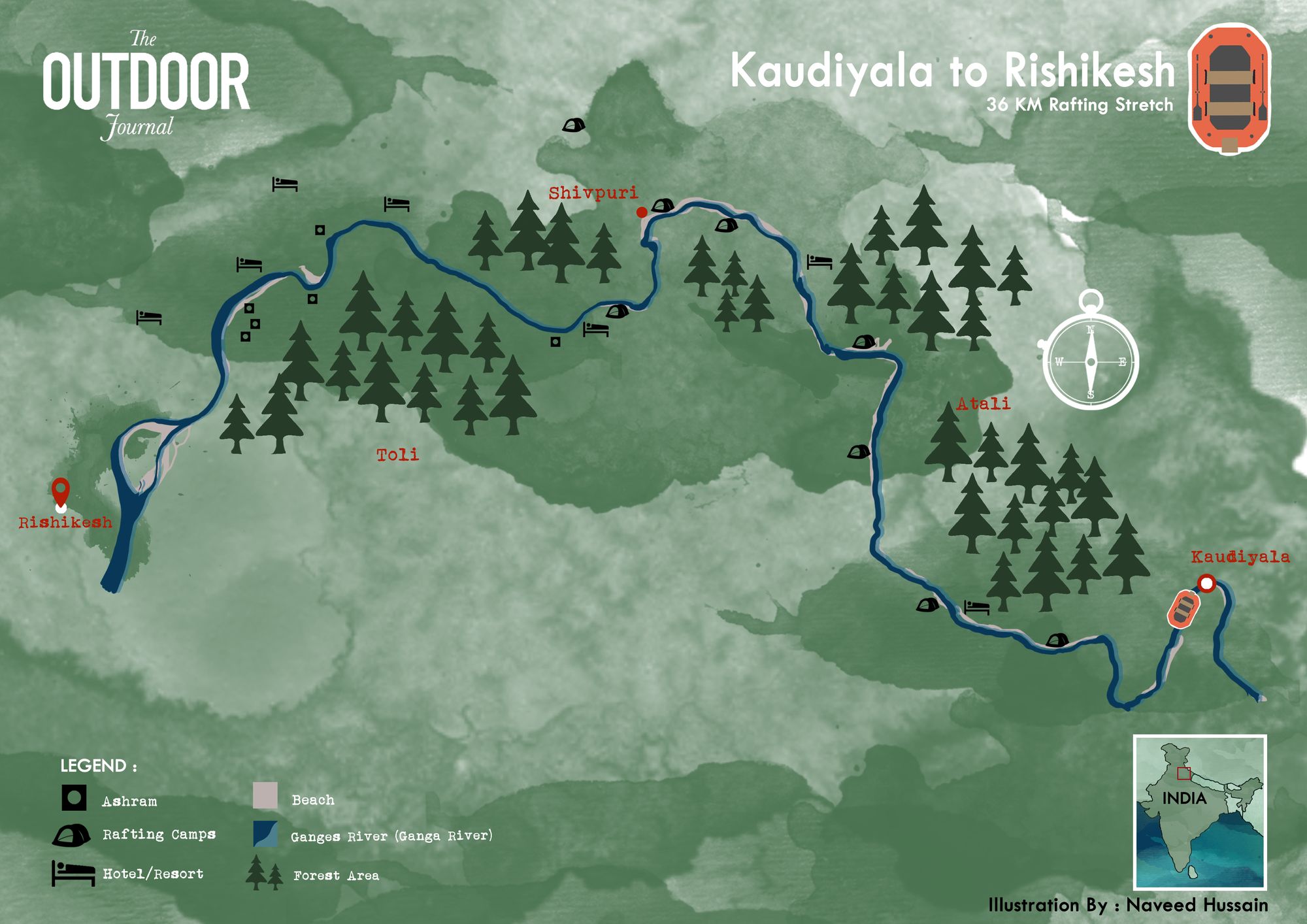 Kaudiyala to Rishikesh river trail in Uttarakhand