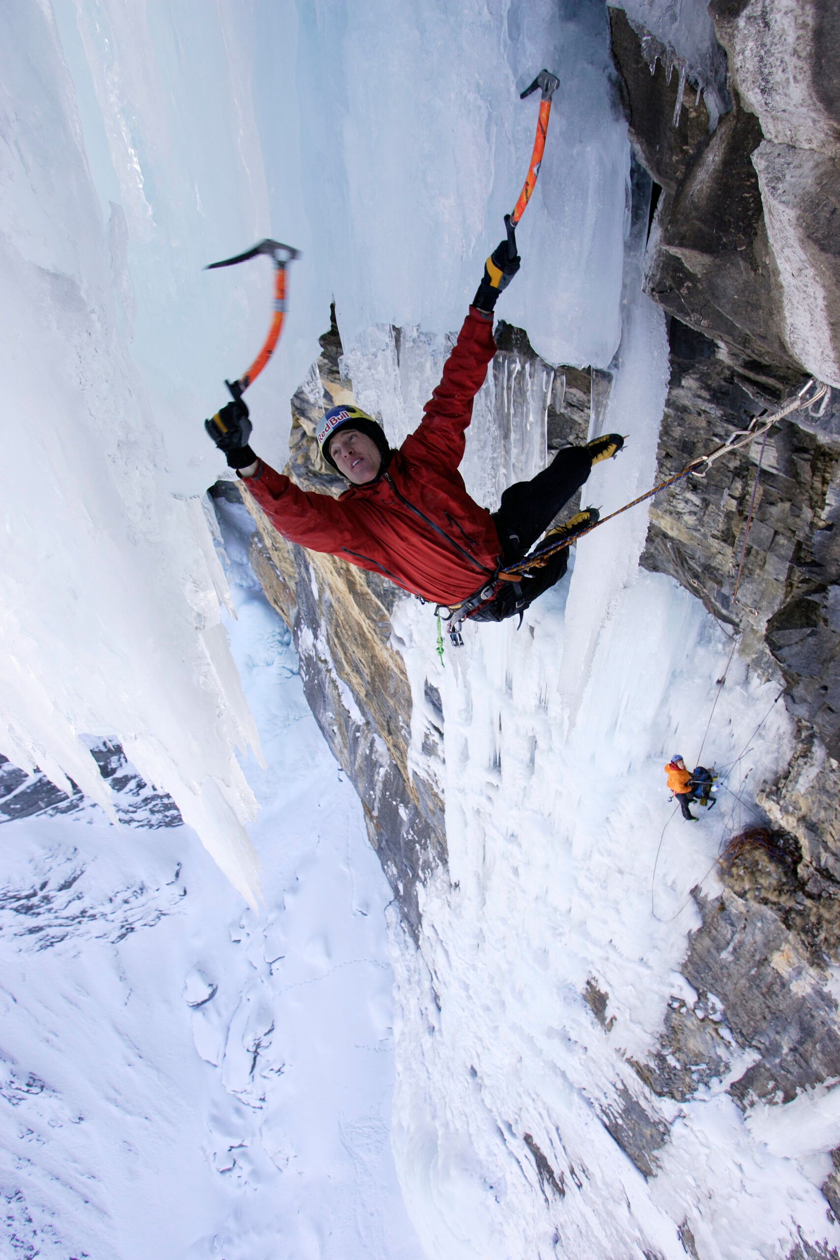 Photographer: Klaus Fengler Athletes: Will Gadd, Ines Pappert Location: Route „Mach 3/M9“, Kandersteg, Breitwangflue, Switzerland